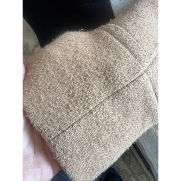 J.Crew Wool Colorblock Coat Size 12 Tan Gray Zipped - Picture 10 of 10